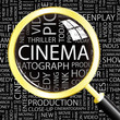 CINEMA. Magnifying glass over different association terms. CINEMA. Magnifying glass over different association terms.