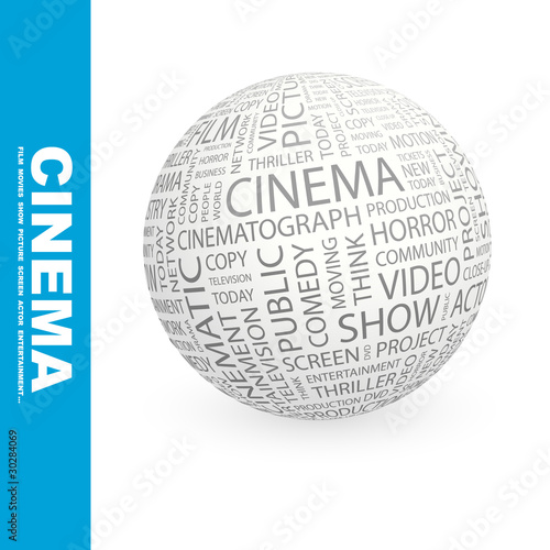 Vector: CINEMA. Wordcloud vector illustration. CINEMA. Wordcloud vector illustration.