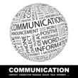 COMMUNICATION. Globe with different association terms. COMMUNICATION. Globe with different association terms.