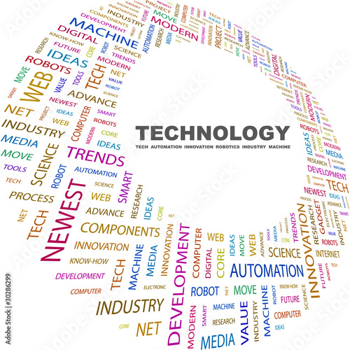 Vector: TECHNOLOGY. Word collage on white background. TECHNOLOGY. Word collage on white background.
