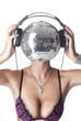 Sexy lady with a discoball head