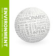 ENVIRONMENT. Globe with different association terms. ENVIRONMENT. Globe with different association terms.