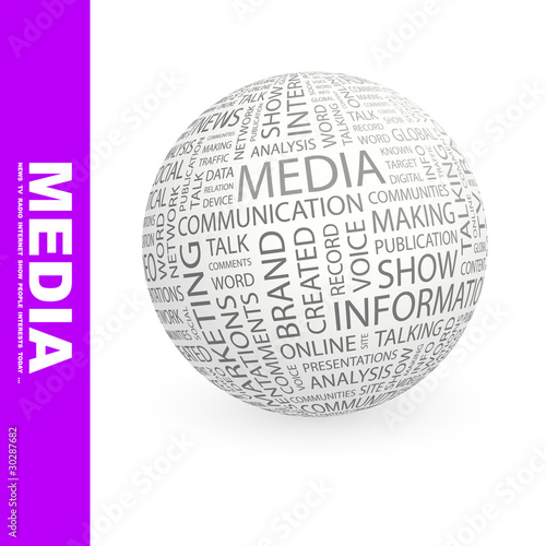 Vector: MEDIA. Word collage on white background. MEDIA. Word collage on white background.