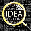IDEA. Magnifying glass over different association terms.