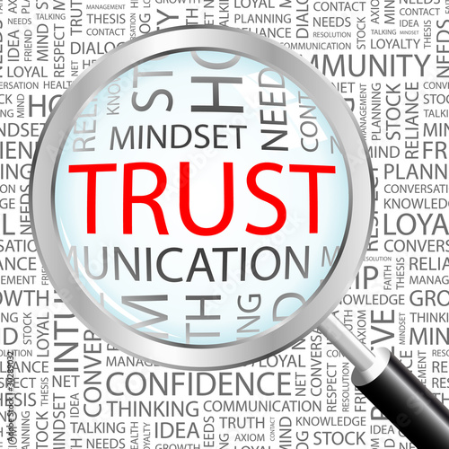 Vector: TRUST. Illustration with different association terms. TRUST. Illustration with different association terms.