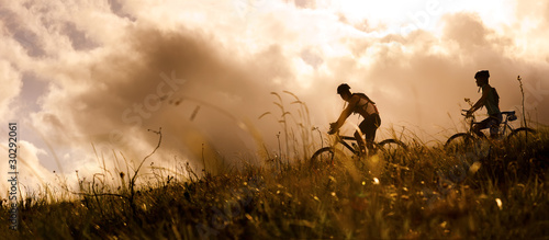 Photo: mountain bike couple outdoors mountain bike couple outdoors
