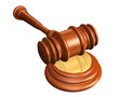 Gavel and soundblock with path on white background.