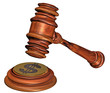 Gavel and soundblock with path on white background.