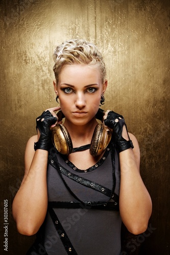 Photo: Portrait of an attractive steam punk girl with headphones Portrait of an attractive steam punk girl with headphones