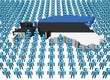 Estonia map flag with many abstract people illustration