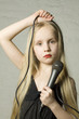 Pretty blond girl with microphone