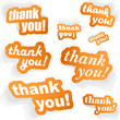 Thank you. Sticker collection. Vector illustration.