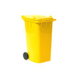 yellow empty recycling bin