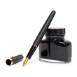 fountain pen with ink bottle
