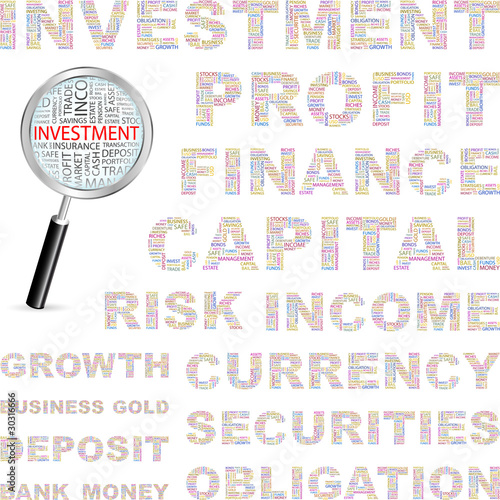 Vector: INVESTMENT. Vector illustration with association terms. INVESTMENT. Vector illustration with association terms.