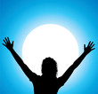 vector silhouette of a girl with raised hands