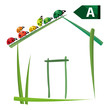 Maison à faibles émissions de co2, vecteur Maison à faibles émissions de co2, vecteur