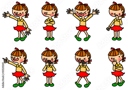 Vector: 女の子表情 女の子表情
