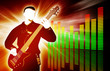 guitarist silhouette on abstract background guitarist silhouette on abstract background