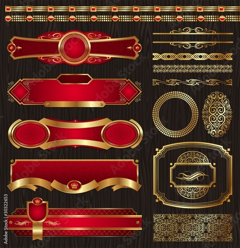 Vektor: Vector vintage golden luxury ornate frames & decor elements Vector vintage golden luxury ornate frames & decor elements