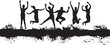 people jumping on an abstract splash background