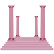 Escaliers et colonnes roses