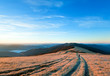 sunrise autumn mountain road view