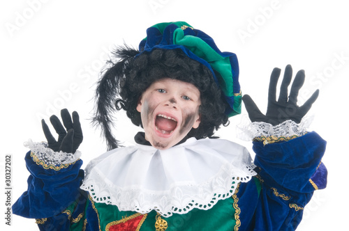 Photo: Child playing Zwarte Piet or Black Pete Child playing Zwarte Piet or Black Pete