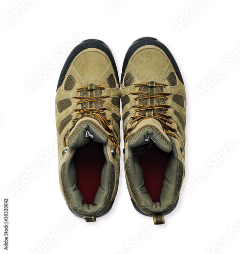 Photo: Isolated hiking boots Isolated hiking boots
