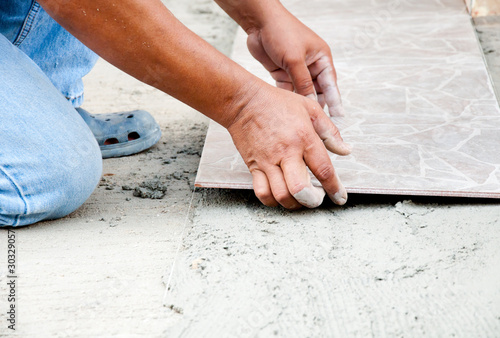 Photo: Floor tile installation Floor tile installation