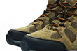Hiking boots against white