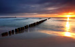Beautiful sunrise at baltic beach in Poland - Hel
