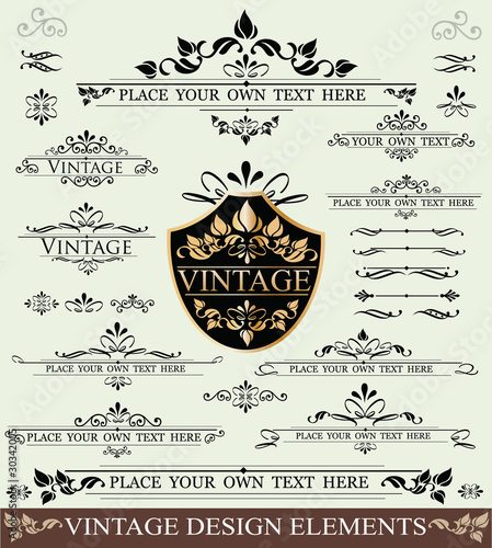 Vektor: Vector Set of Vintage Design Elements Vector Set of Vintage Design Elements