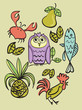 colorful food doodles