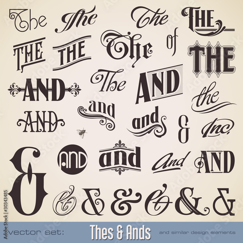Vector: vector set: Thes and Ands - calligraphic design elements vector set: Thes and Ands - calligraphic design elements