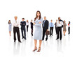 businesswoman and his team isolated over a white
