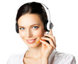 Portrait of support phone operator in headset, isolated Portrait of support phone operator in headset, isolated