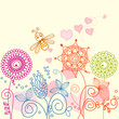 Garden love story: flowers and bee Garden love story: flowers and bee