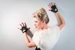 seek woman wearing black gloves