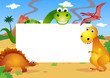 dinosaurs cartoon and white blank space
