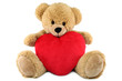 Ours brun en peluche et coeur rouge