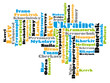 abstract word cloud based vector map of Ukraine