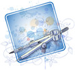 compasses sketch & floral calligraphy ornament