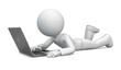 3D character working on a laptop