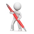 3D cartoon man holding a pen