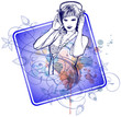 DJ girl & music colors mix
