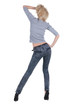 Young woman dancing. Rear view. Young woman dancing. Rear view.