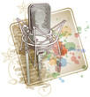 Professional Microphone & Floral calligraphy ornament Professional Microphone & Floral calligraphy ornament