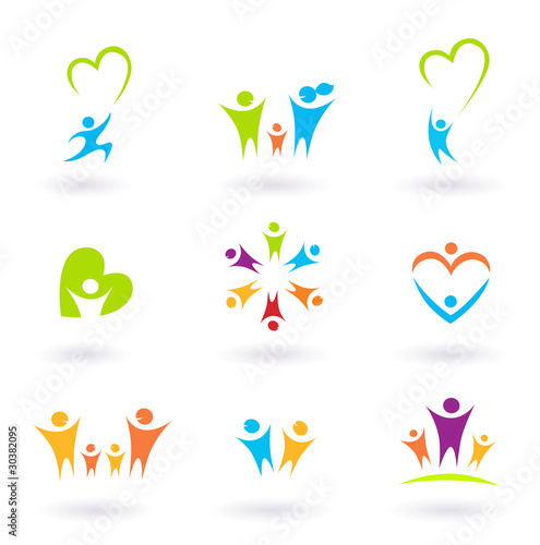 Vector: Children, family, community and protection icons Children, family, community and protection icons