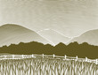Woodcut Country Scene